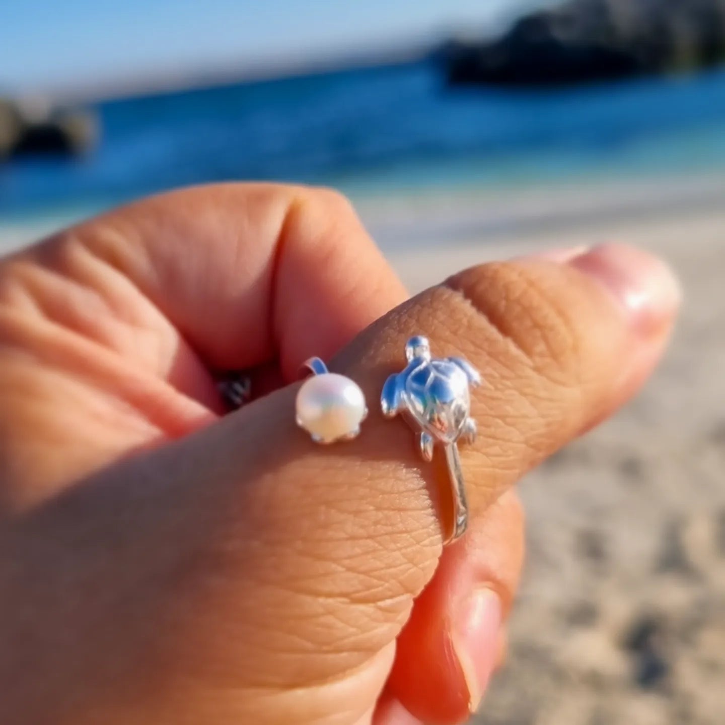 Anillo tortuga y perla