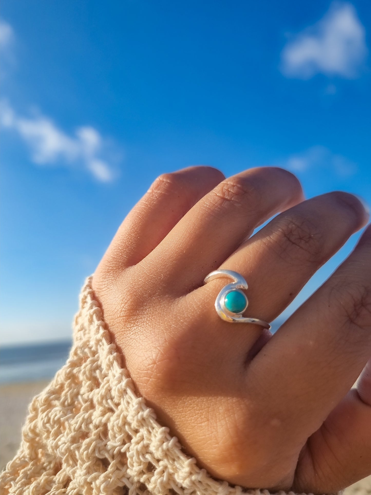 Anillo ola piedra turquesa