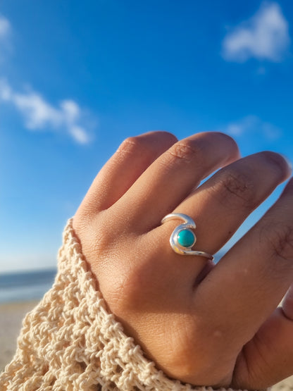 Anillo ola piedra turquesa