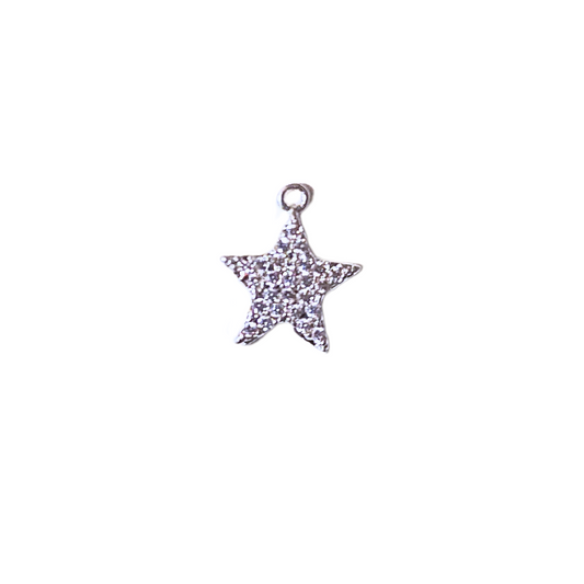 Charm estrella brillante con circones blancos plata