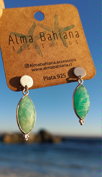 Aros de Amazonita en plata