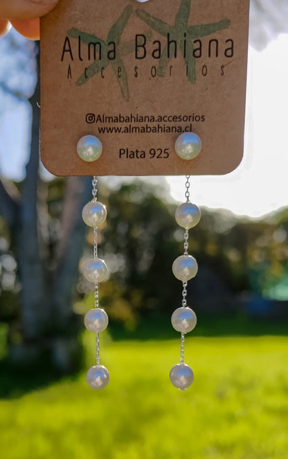 Aros perlas colgantes