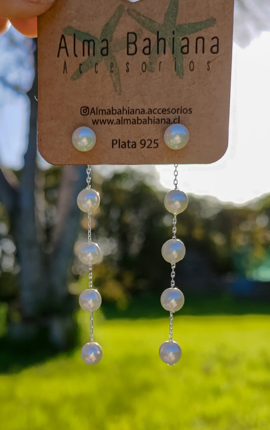 Aros perlas colgantes