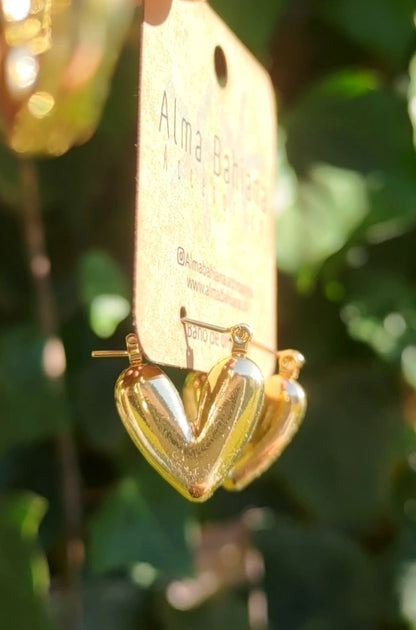 Argollas corazón doradas