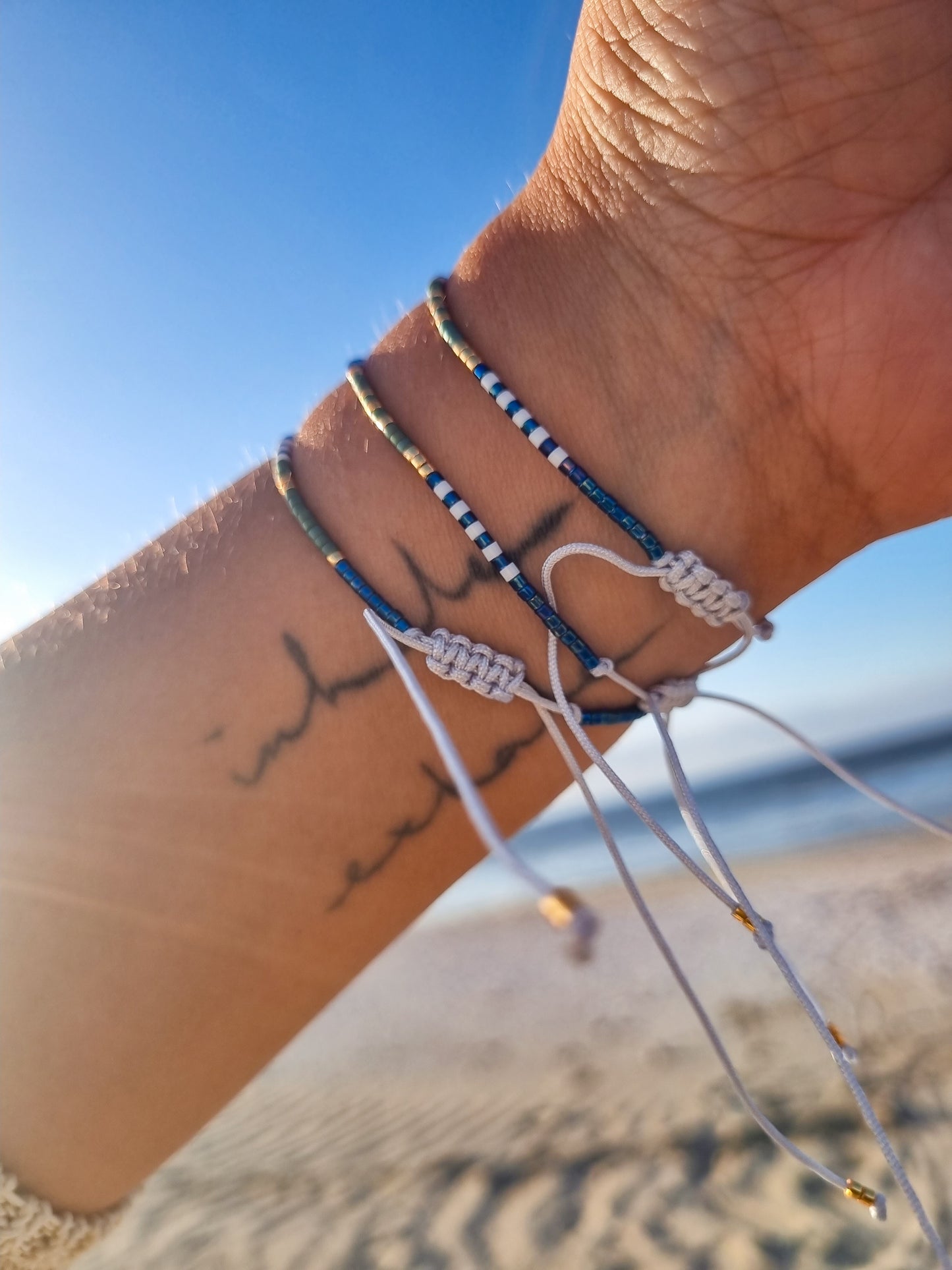 Pulsera miyuki tonos azules y verdes estrella