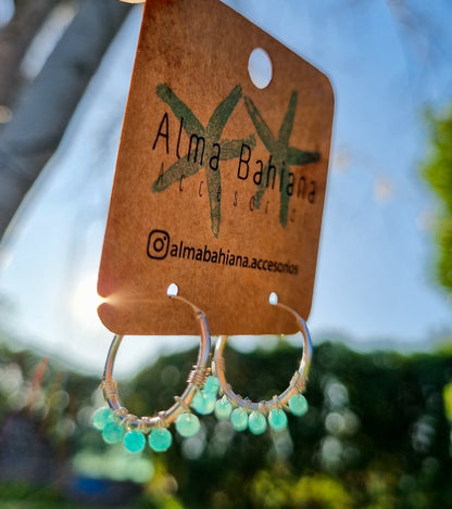 Argollas con piedra Amazonita